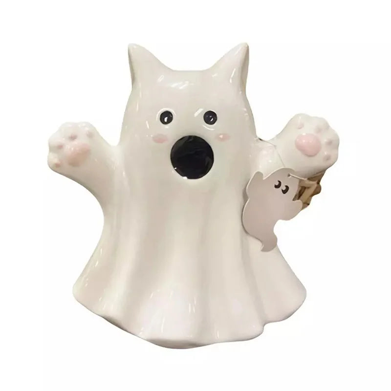 Rynx | Halloween Ghost Ornament Creative Pumpkin Bat Cat Bow Style Resin Ornament Home Living Room Bedroom Office Desk Decoration