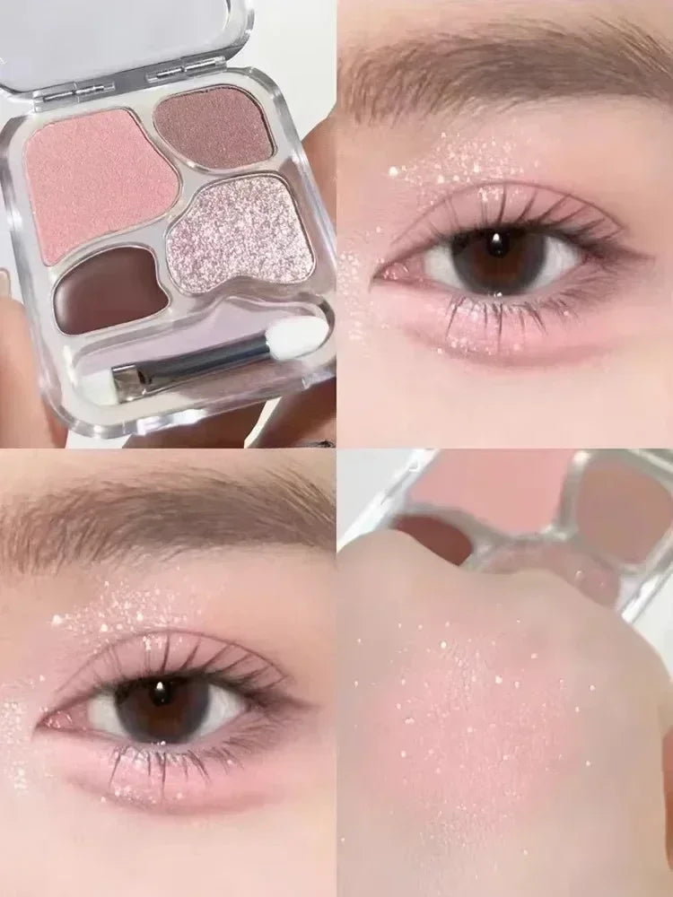 Rynx | 4 Color Eyeshadow Palette Blush Eyeliner Eyeshadow Highlighter Contour Palette Eye Makeup Sweet Beauty Cosmetics