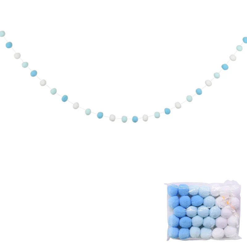 Rynx 2.5Meter Colored Pom Pom Pendant Light Garland Ins Nordic Series Wool Felt Ball String DIY Handmade Kids Room Decoration