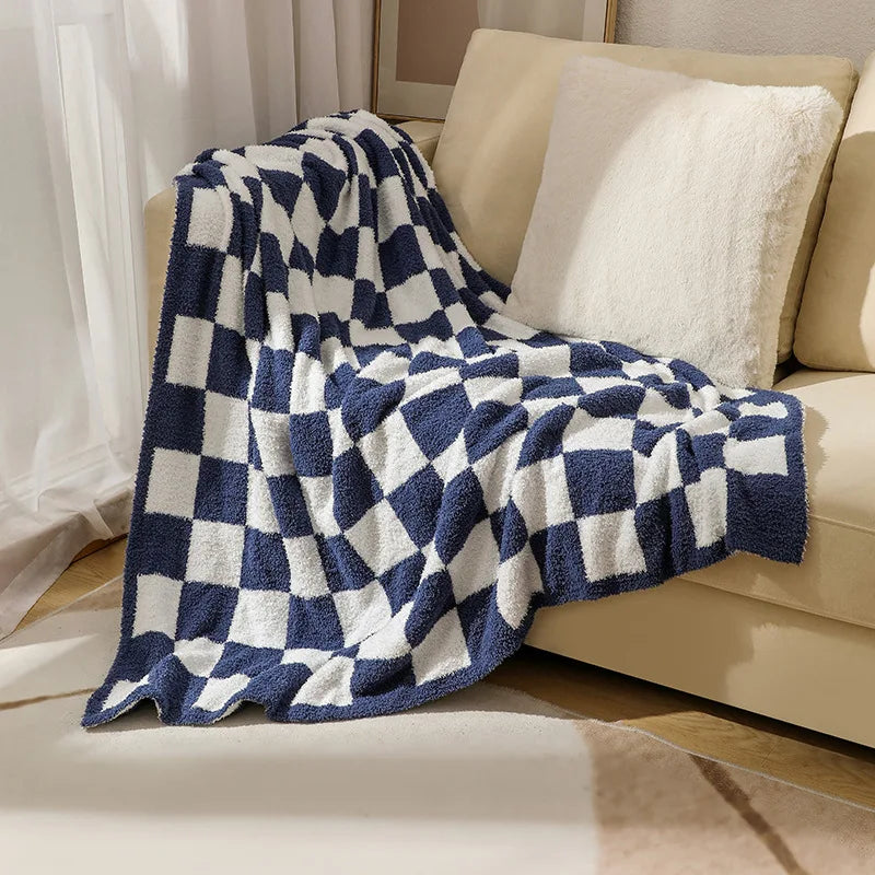 Rynx | Textile City Ins Nordic Sofa Blanket Checkerboard Fabric Velvet Throw Blanket Home Sofa Cover Knit Blanket 150x200cm