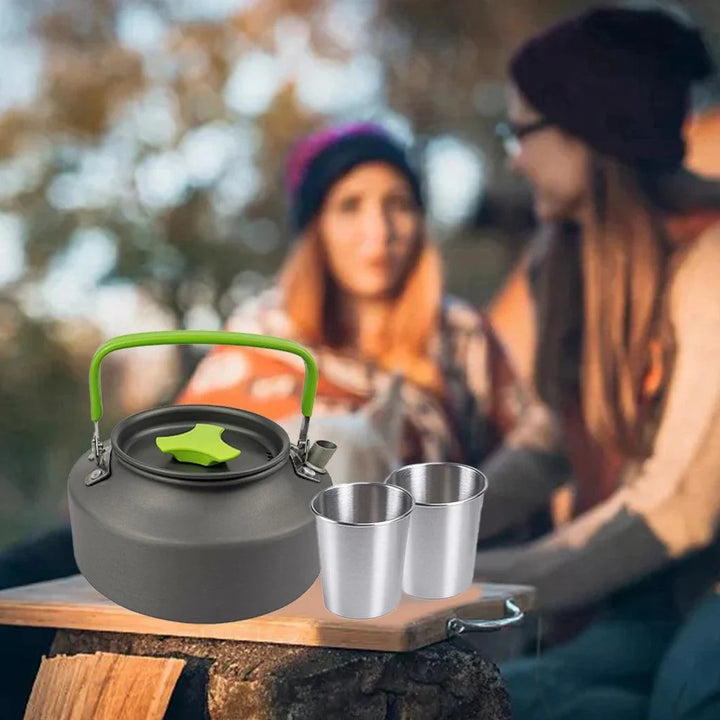 Lisslune | All-in-one Portable Camping Cook Set with Non-stick Cookware, Kettle and Foldable Cutlery for Outdoor Sports Adventures