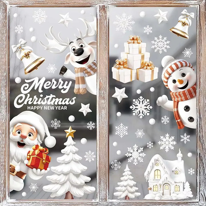 Rynx 9-piece set Christmas window stickers Santa Christmas tree snowflake glass decal 2025 New Year home decoration Navidad 2024 gifts