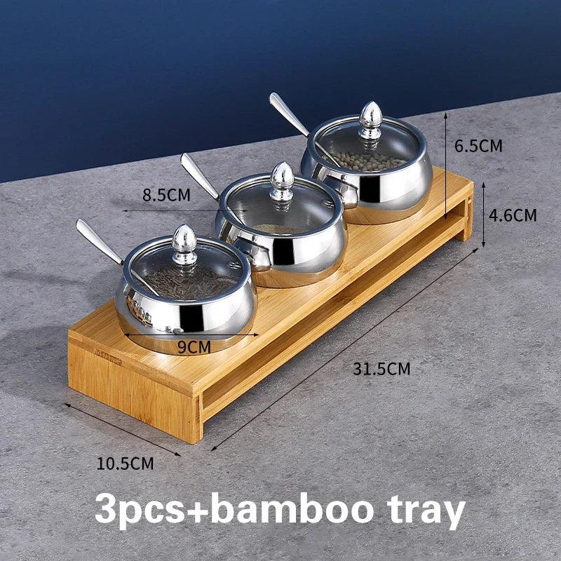 Lisslune | Stainless Steel Spice Storage and Oil Sprayer Set - Essential Organizer for Culinary Lovers