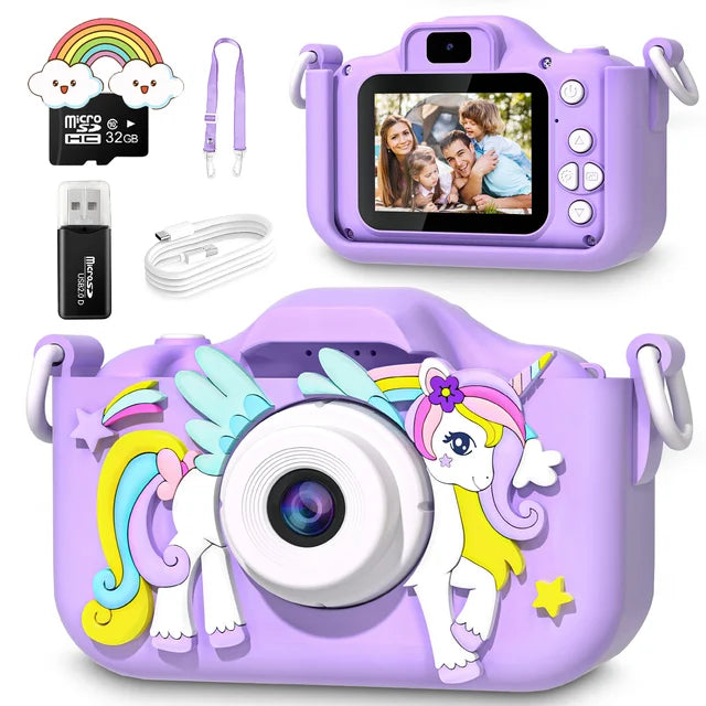 Lisslune | Unicorn Kids Camera with 32GB SD Card & Accessories