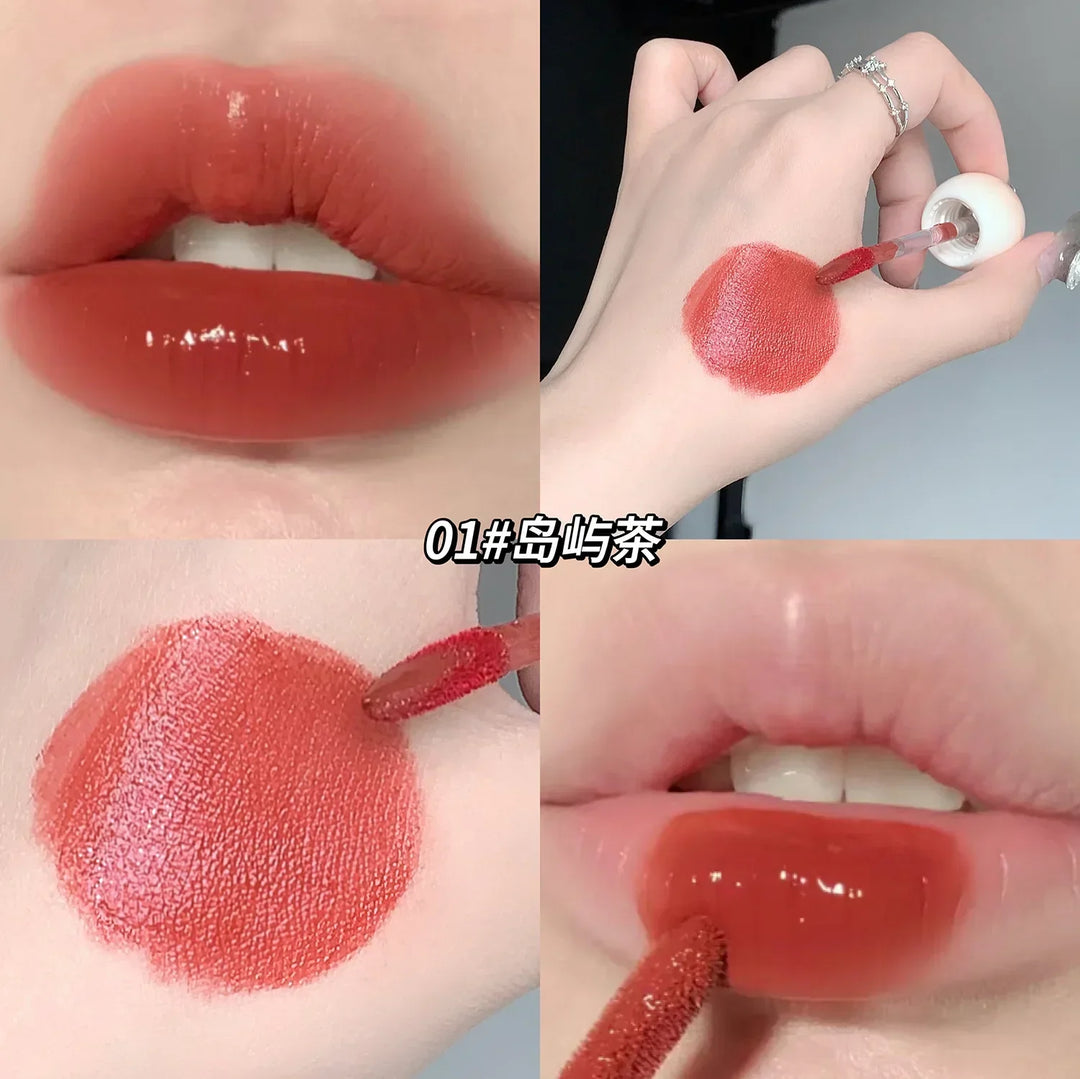Rynx | Liquid Lipstick Non-sticky Cup Red Lip Color Iced Tea Lipstick Mirror Water Women Cosmetics Lip Lacquer Mist Lipstick Female Makeup
