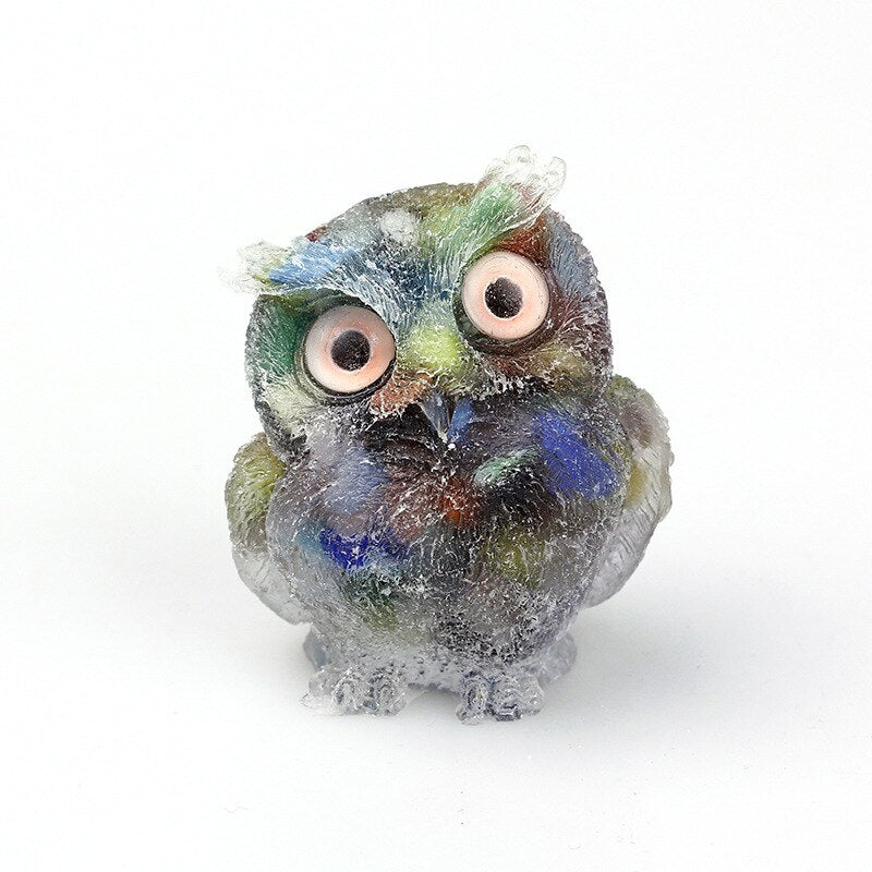 Lisslune | Natural Crystal Owl Figurine: Handmade Collector's Item