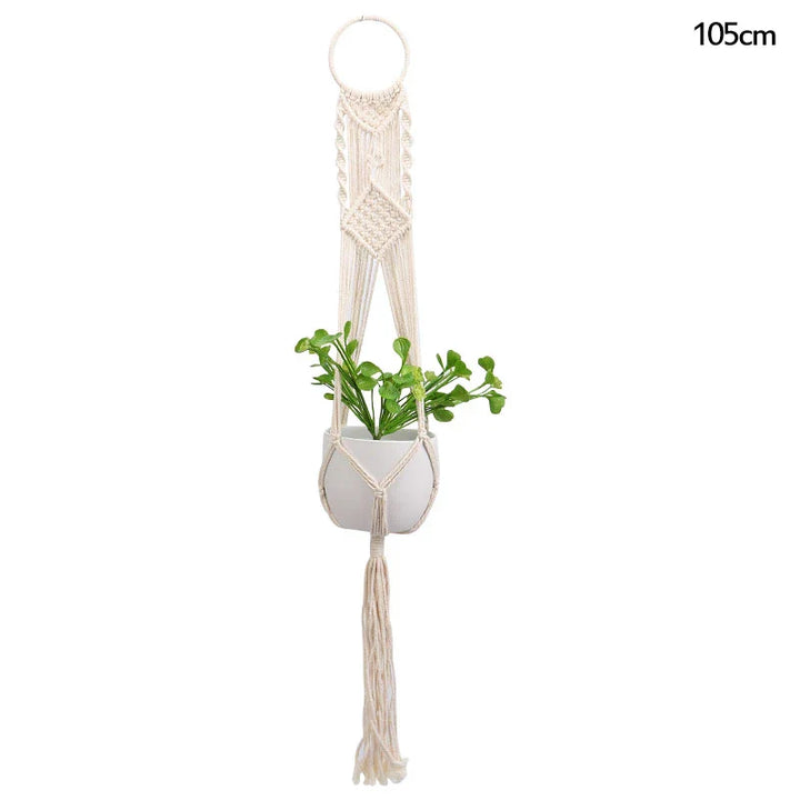 Rynx Macrame Handmade Plant Hanger Baskets Flower Pots Holders Balcony Hanging Decoration Knotted Lifting Rope Garden Supplies
