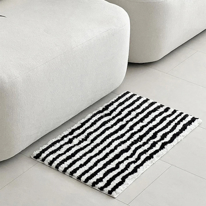 Rynx | Tufting Stripe Bathroom Mat Bedroom Carpet Soft Fluffy Geometric Bath Mat Bed Mat Carpet Non-Slip Underlay Home Decor 40x70cm