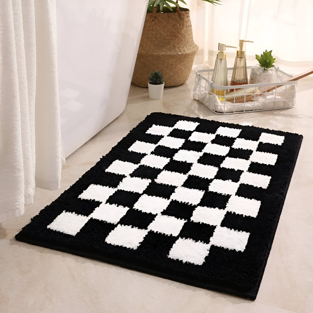 Lisslune | Plush Checkered Bath Mat