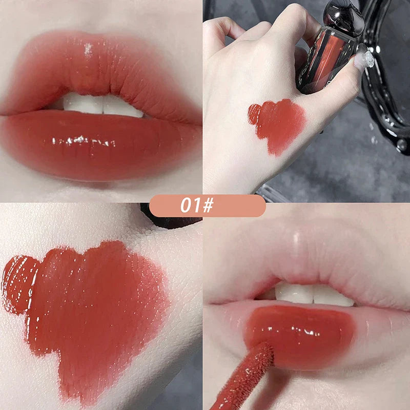 Rynx | Dark Purple Lipgloss Water Light long-lasting clear moisturizing Mirror Pink Peach Lip Tint non-sticky Cup liquid lipstick Makeup