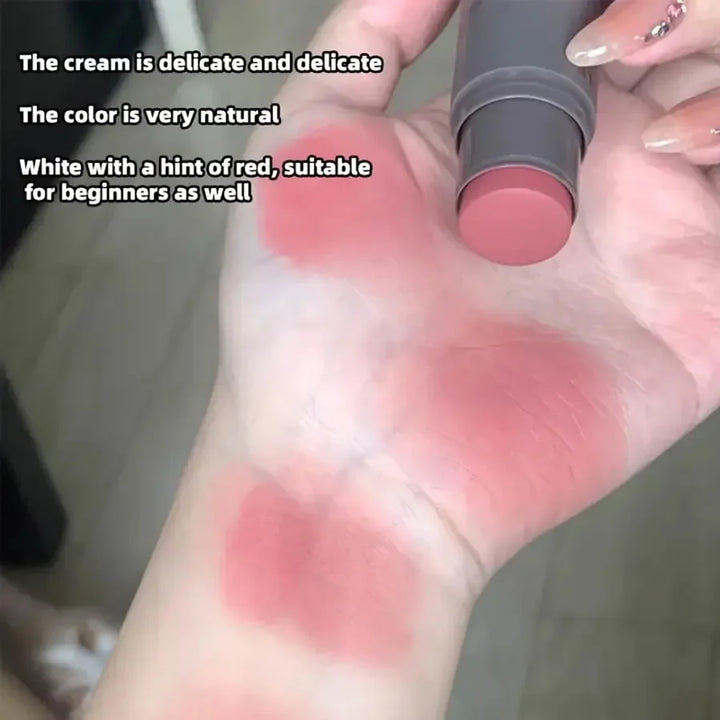 Rynx | Double-Head Sponge Monochrome Powder Blusher Lip and Cheek Dual-Use Durable Matte Natural Blush Powder Blusher Stick Light Natural