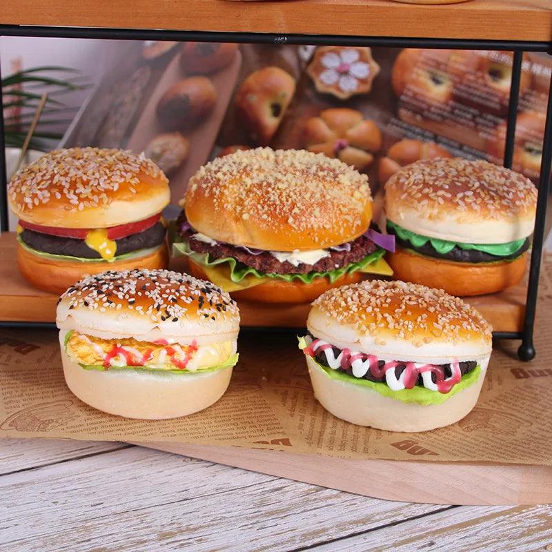 Lisslune | Life-like Hamburger Cake Model for Home Decoration and Photography - 1PC PU+PVC Artificial Food Prop