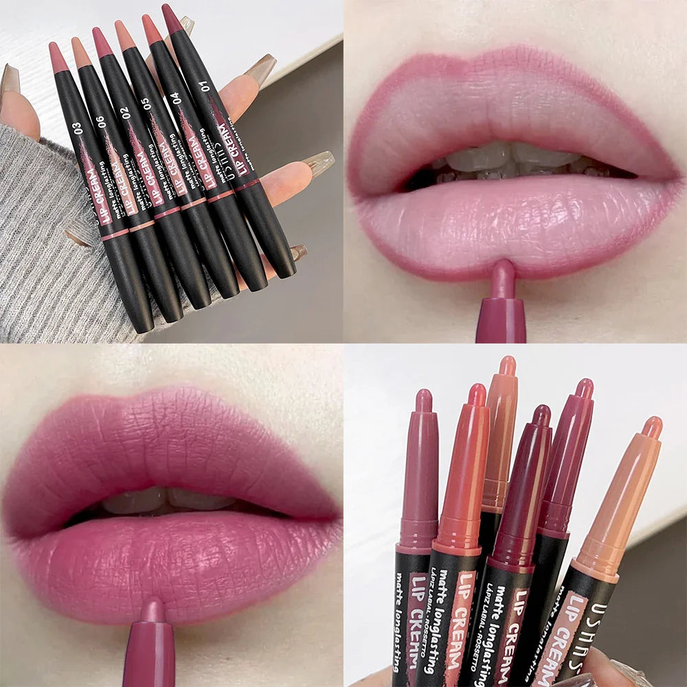 Rynx | Lipstick Pencil Lipliner Matte Contour 3D Lip Shape Lipstick Pencil Waterproof Long-lasting Non-sticky Cup Smooth Lipstick Pencil Makeup
