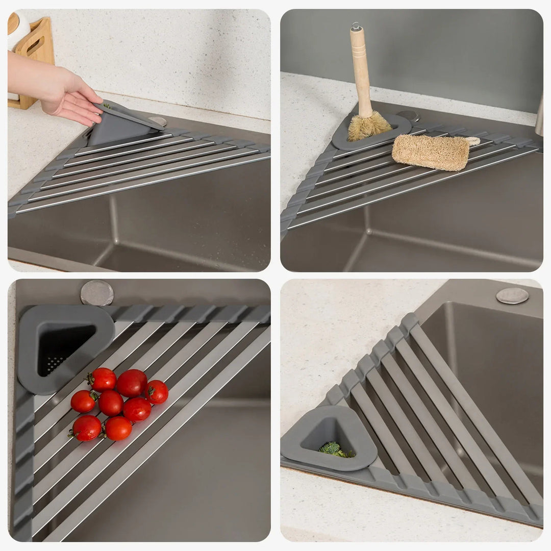 Lisslune | Sink Mounted Triangle Drainage Rack Kitchen Storage Shelf