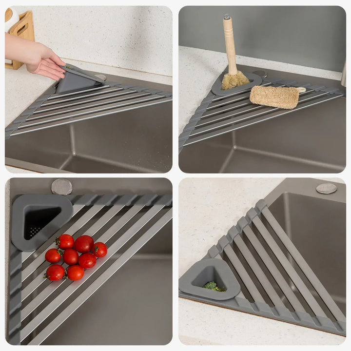 Lisslune | Sink Mounted Triangle Drainage Rack Kitchen Storage Shelf