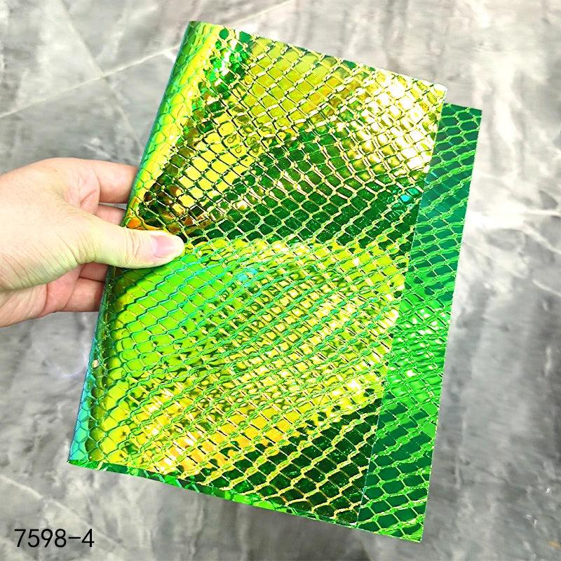 Lisslune | Iridescent Rainbow Snake Skin Holographic PVC Craft Fabric - Perfect for Artistic Creations