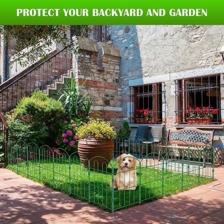 Rynx | 28-piece decorative green garden fence outdoor coating metal rustproof landscape forged iron wire frame foldable courtyard fence