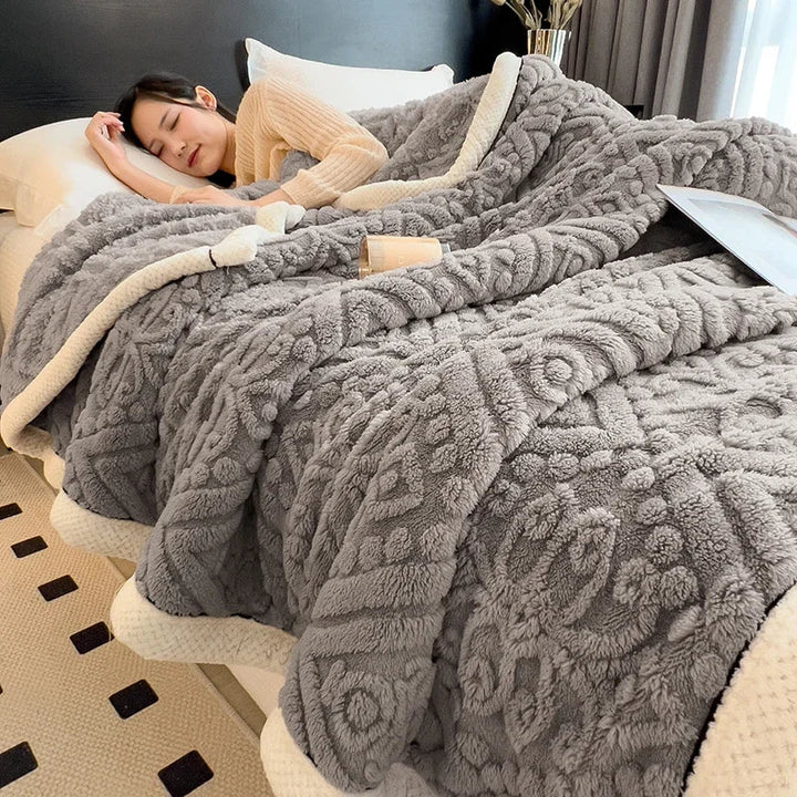 Rynx New European Style Checkered Velvet Warm Blanket for Bed Soft Fluffy Sofa Cover Blanket Super Warm Autumn Winter Throw Blanket