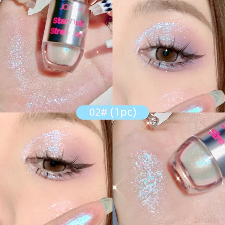 Lisslune | 4pcs/1pcs Flüssiger Lidschatten Perlen Glitzer Lang anhaltend Wasserdicht Flüssiger Lidschatten Schnelltrocknender Glitzer Schimmer Augen Make-up
