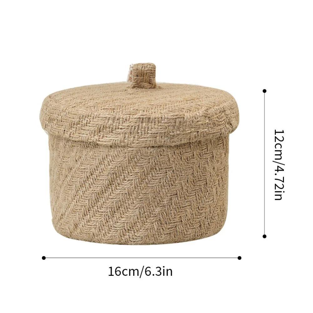 Lisslune | Stylish round jute basket with lid - Contemporary organizational solution