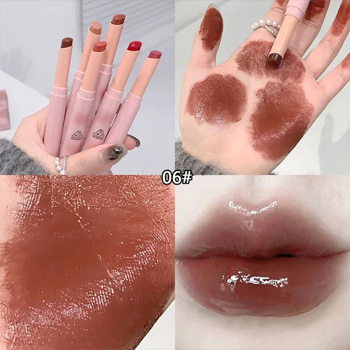 Rynx | Solid Pen Gloss Makeup Moisturizing Mirror Red-Brown Lipstick Long-Lasting Clear Moisturizing Lip Tint Natural Nude Lipstick