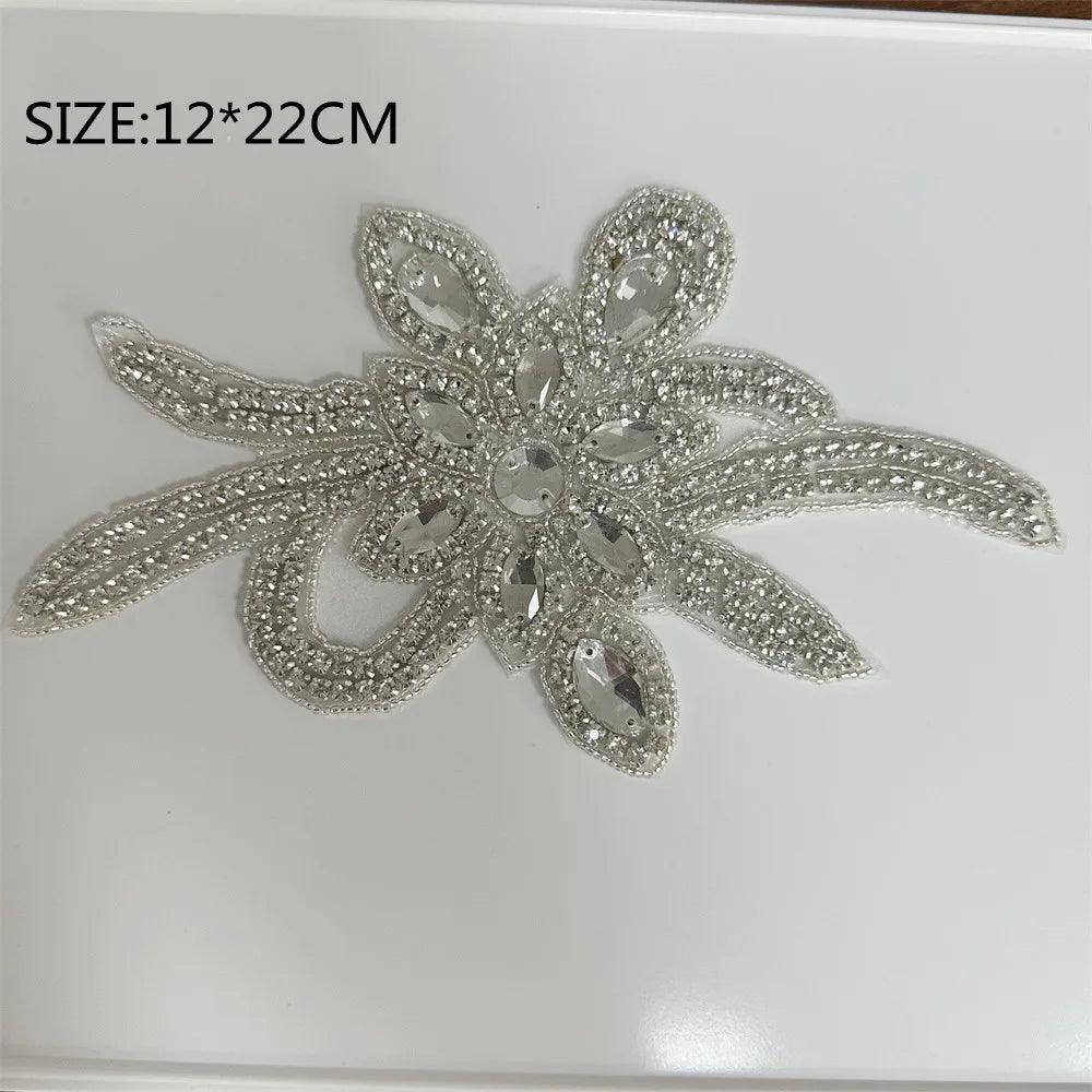 Lisslune | Shining Silver Rhinestone Flower Appliqué: Elegant Fashion Upgrade Accessory