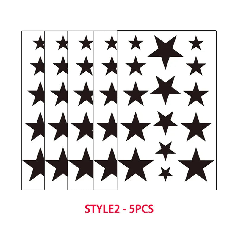 Rynx | Hollow Star Waterproof Temporary Tattoo Stickers Black Star Design Body Art Artificial Tattoo Wrist Ankle Artificial Tattoo Body Art Tools