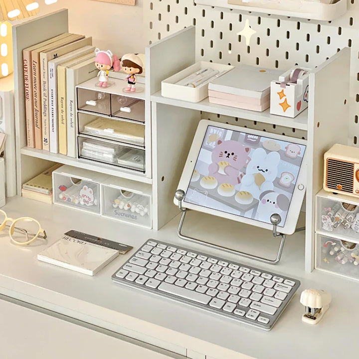 Rynx | Kawaii Desktop Storage Shelf Bookcase DIY Desk Holder Office Desk Organizer Student Combination Cabinet Storage Display Rack
