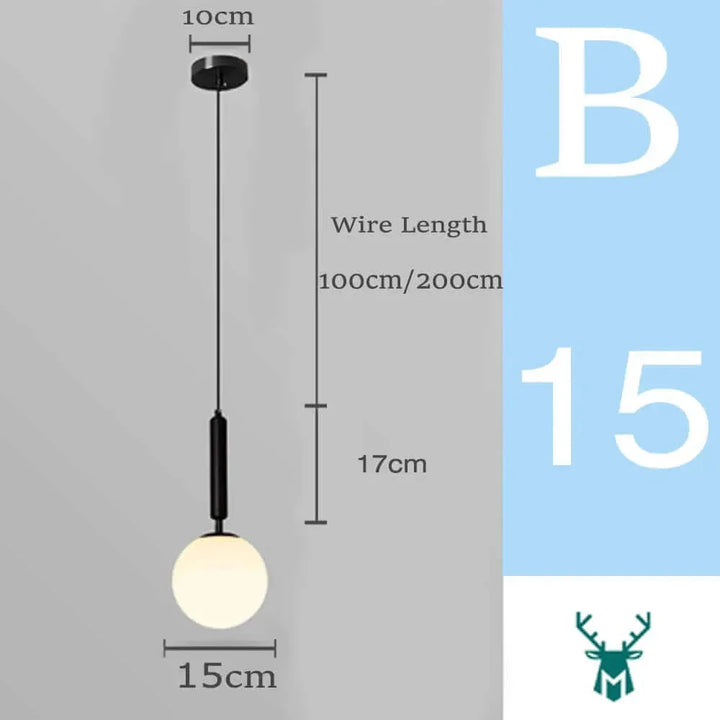 Lisslune | Mid-Century Modern Glass Ball Pendant Light