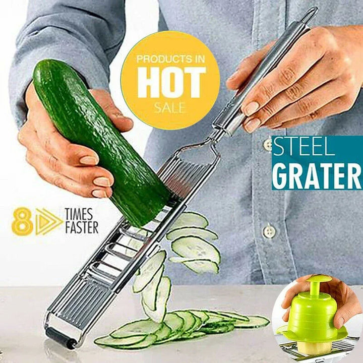 Lisslune | Stainless Steel Chopper Cutter Grater | Portable Handheld Vegetable Slicer | Easy to Clean Multifunctional Kitchen Tool