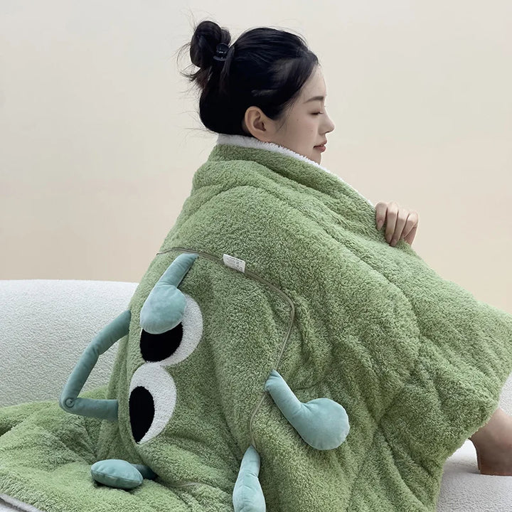 Lisslune | Cute Monster Portable Soft Throw Pillow Blanket