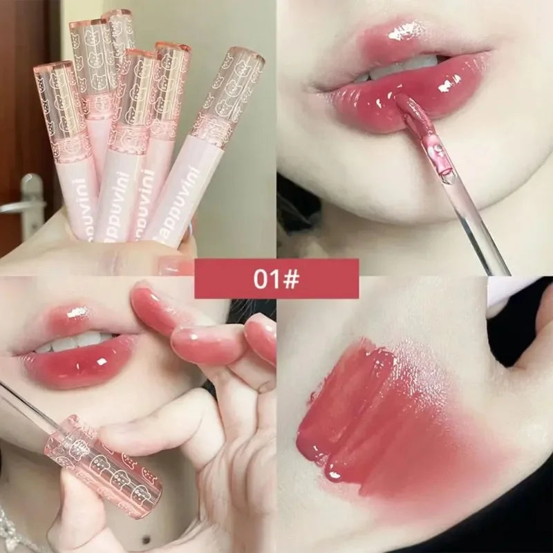 Rynx | Cherry Pink Lip Plumper Gloss Crystal Gel Oil Lip Color Korean Long-lasting Waterproof Lipstick Lip Plumper Liquid Lipstick