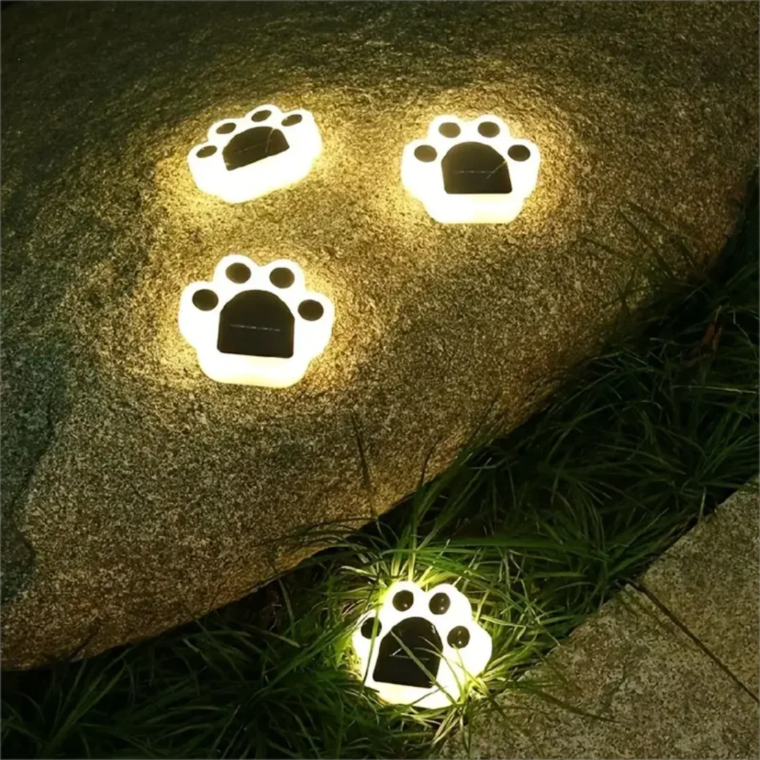 Lisslune | Glowing Paw LED Solar Pathway Outdoor Lights