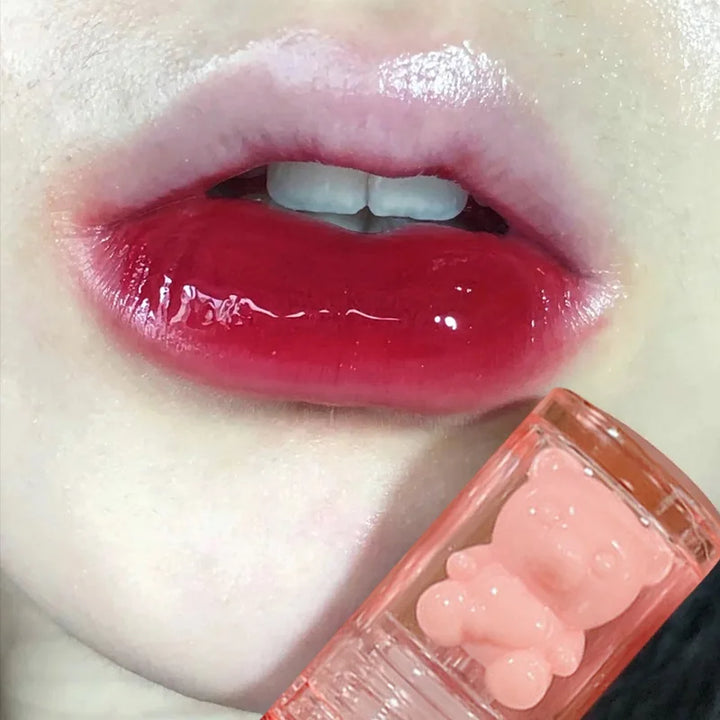 Rynx | Liquid Lipstick Crystal Glossy Lip Lacquer Mirror Cute Bear Lip Balm Waterproof Transparent Nude Lips Girl Makeup Korean Makeup