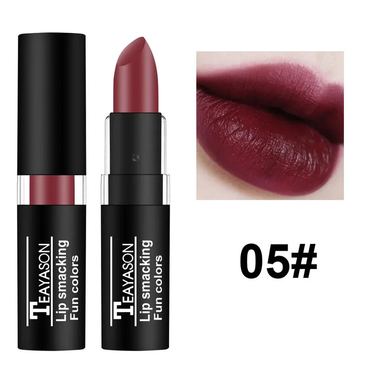 Rynx | 12 Colors Matte Nude Lipsticks Waterproof Black Blue Velvet Lipstick Long-lasting Sexy Vampire Red Halloween Party Makeup Lipsticks