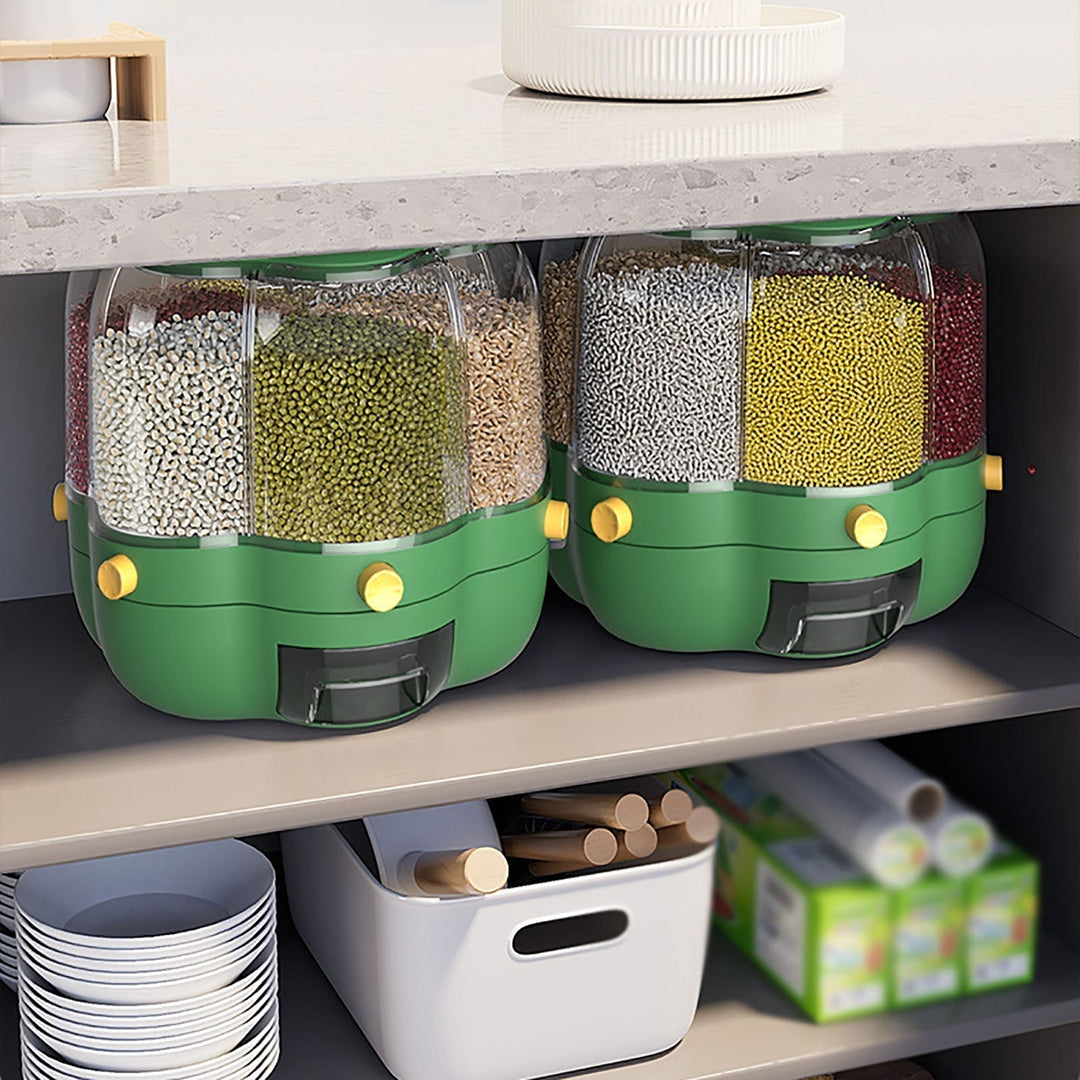 Lisslune | 6-Grid Rotating Grain Storage Dispenser