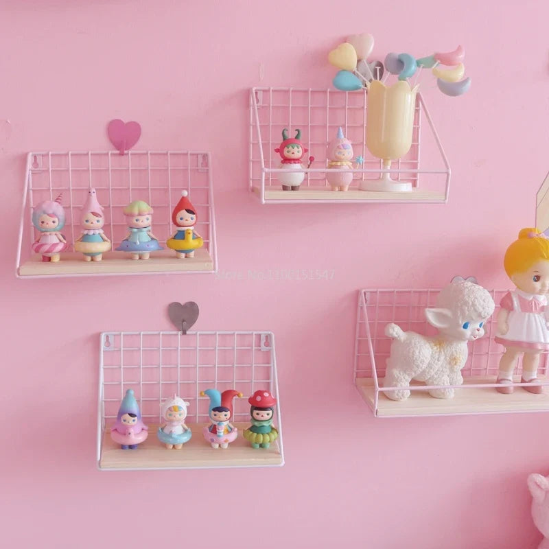 Rynx | Pink Wall Shelves perforation-free Bedroom Decoration simple Flower Stand wall-mounted Room Divider One-Word Shelf space-saving