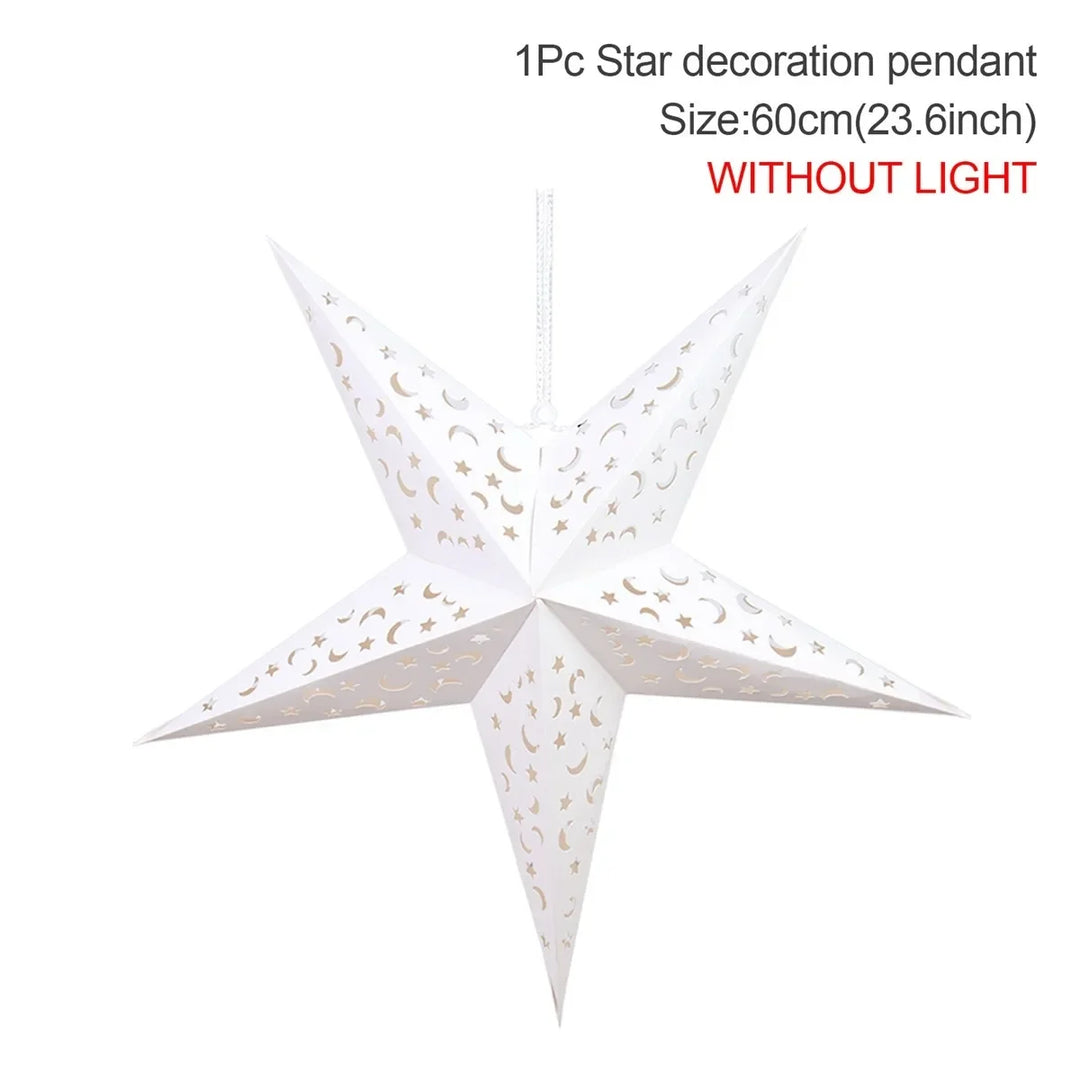 Rynx Hollow Star Hanging Pendant Ramadan Decoration 2024 for Home Navidad Natal Noël Gifts Christmas Ornaments New Year 2025