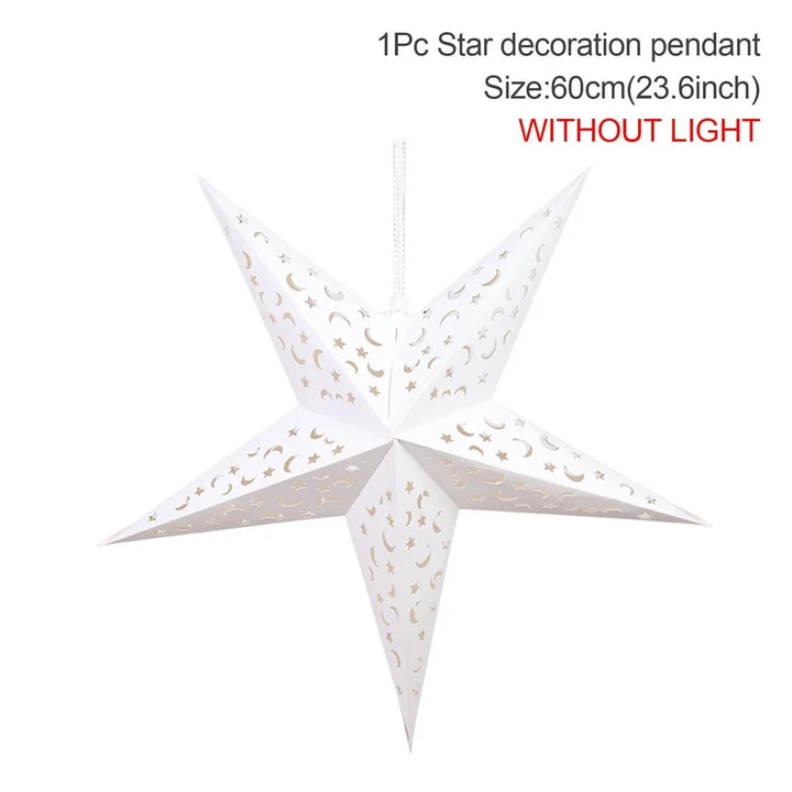 Rynx Hollow Star Hanging Pendant Ramadan Decoration 2024 for Home Navidad Natal Noël Gifts Christmas Ornaments New Year 2025