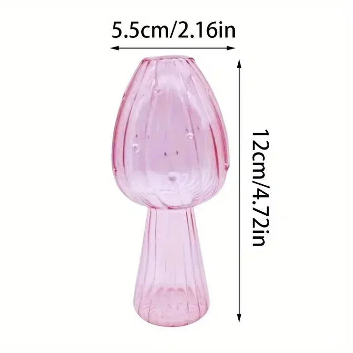 Rynx | Colorful Mushroom Vase Plant Glass Plant Bud Vase Decoration Home Glass Aromatherapy Vase Living Room Dining Room Desk