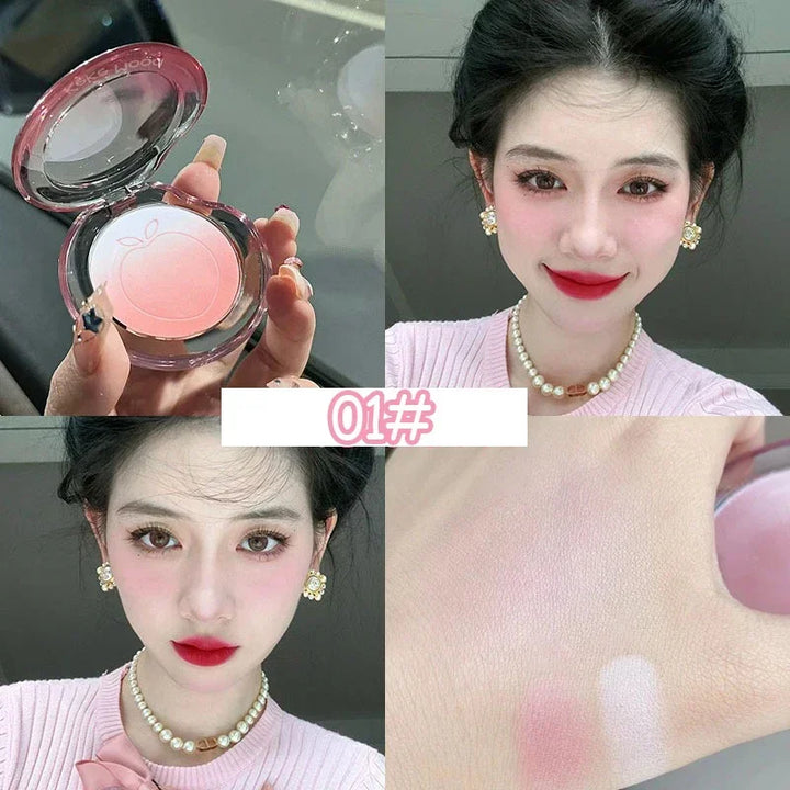 Rynx | Peach Pink Blusher Matte Purple Cheek Color Blush Make-up Durability Brightness Face Silky Smoothness Blush Powder Palette Cosmetics