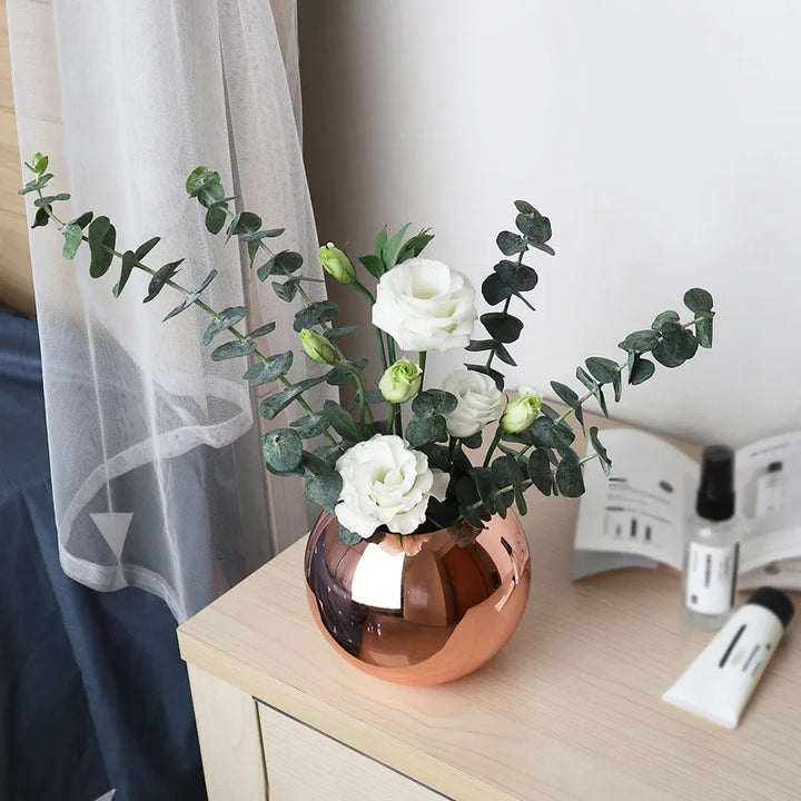 Lisslune | Stainless Steel Vase in Nordic Style Desktop Flower Pot BeFlower Pots Gold Black Rose Gold Classic Home Decoration