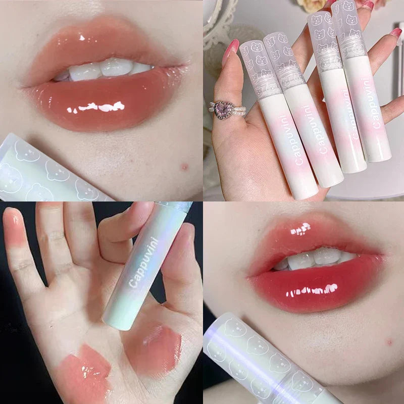 Rynx | Cherry Pink Mirror Water Lip Gloss 10 Colors Transparent Glass Lip Oil Waterproof Liquid Lipstick Nude Brown Clear Shade Makeup
