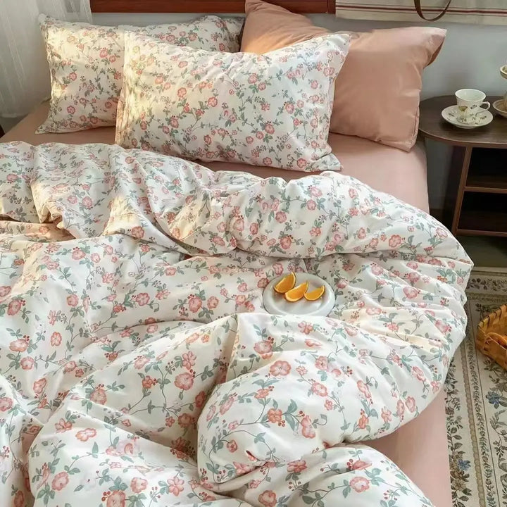 Rynx | Orange Bedding Set Girls Boys Bedding Sheet Plaid Duvet Cover No Filling 240x220 Single Double Queen King Bedding