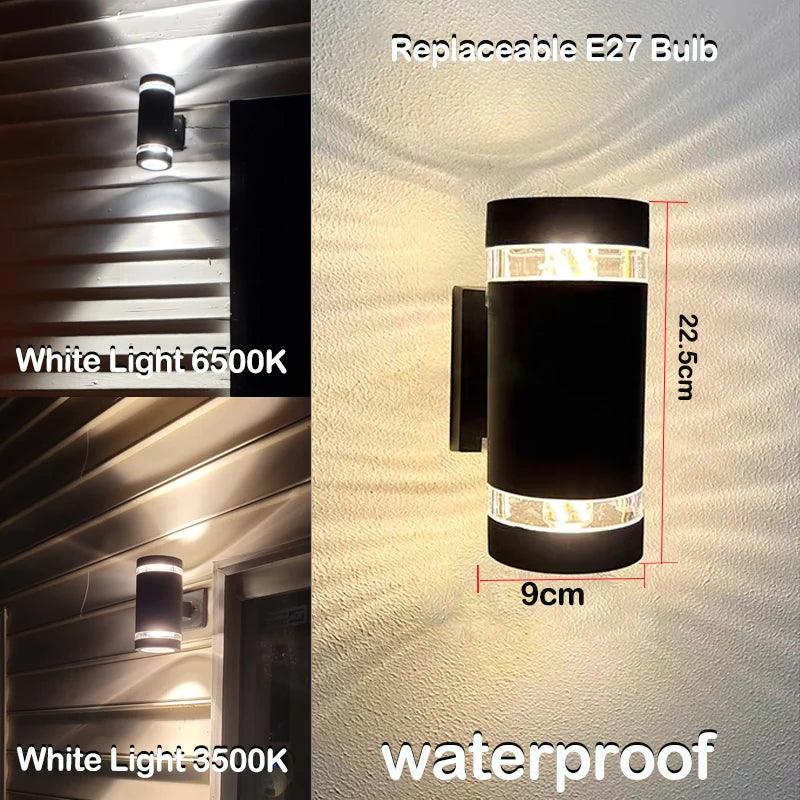 Lisslune | LumiBloc LED Outdoor Wall Light – Modern IP65 Up & Down Design with E27 Socket
