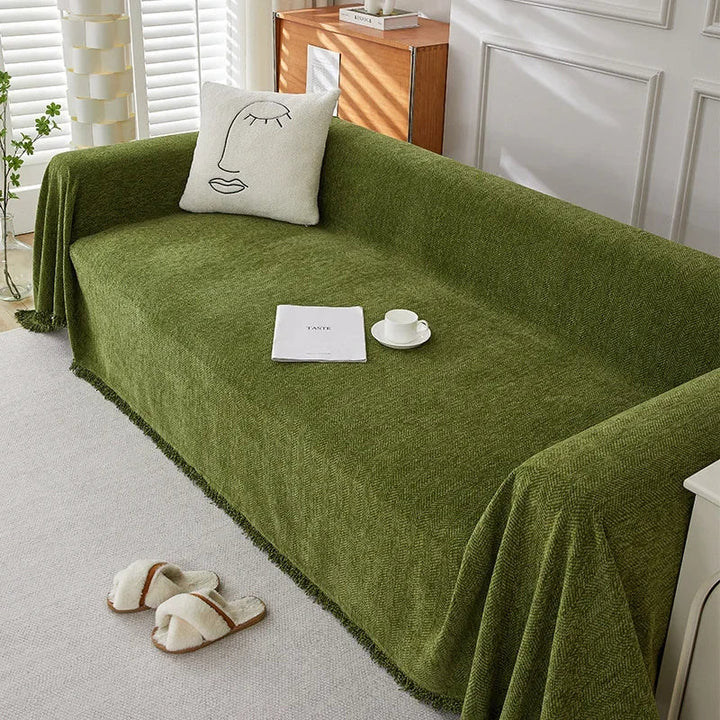 Rynx Fringe Throw Blanket Four Seasons Sofa Cover Dust Anti-Cat Scratch Protection Cover Sofa Blanket Rug Travel Rug Fringe