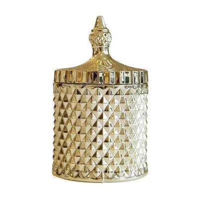 Lisslune | Amber Radiance Crystal Glass Storage Jar with Lid for Jewelry and Event Decor