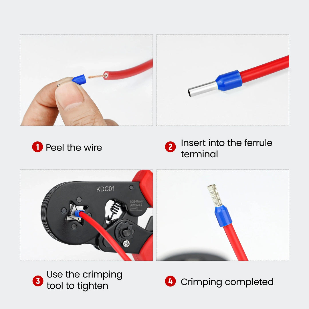 Lisslune | Precision Adjustable Crimping Tool Set with Quick Release Mechanism for Versatile Ferrules