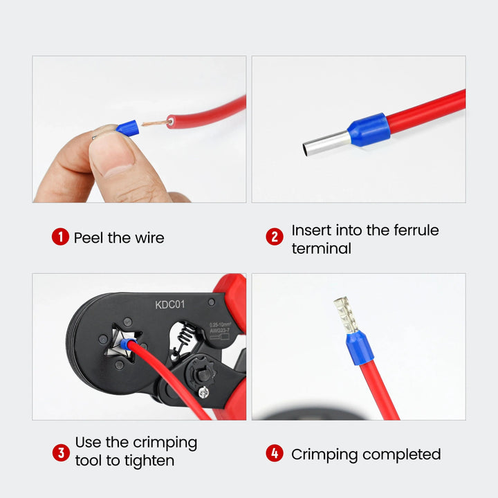 Lisslune | Precision Adjustable Crimping Tool Set with Quick Release Mechanism for Versatile Ferrules