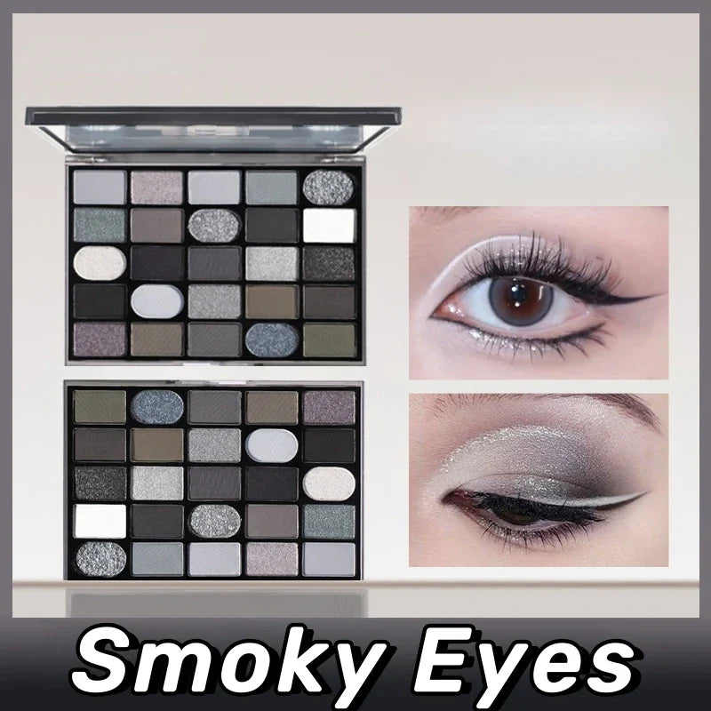 Rynx | Black Smoky Eyeshadow Makeup Palette Dark Gray Smoky Eyeshadow for Goth Makeup Glitter Eyeshadow Palette Pigments Eyeshadow